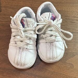 K-Swiss Kids White Sneakers with Red and Blue Logo